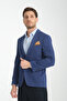 Bortolo Men's Navy Blue Knitted Stretching Lycra Mono Collar Slim Fit Sports Blazer Jacket