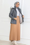 Waist Drawstring Zippered Hooded Hijab Leather Coat -Brc6262 - 5