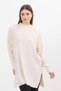 Cream Slit Detail Corded Fabric Sweater 22131 - 8