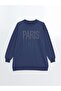 Lcw Modest Navy Blue Crew Neck Shiny Rhinestone Women's Sweatshirt Tunic - 5