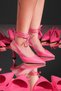 Nude Skin Ankle Strap Women's Heeled Shoes Sise Fuchsia Skin - 5