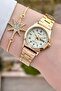 Gold Color Calendar Women's Wristwatch - 3