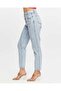 Women's Light Blue Front Seal Piece Mom Jeans Pants - 4