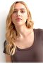 Women's Brown Square Neck T-Shirt & Blouse, Lycra Corded Camisole Fabric - 2