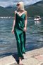 Mad Girls Green Long Satin Dress Mg1408 - 2