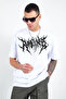 White Unisex Oversize Printed Crew Neck T-Shirt - 2