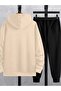 Teddy Bear Printed Tracksuit Set - Hooded Sweatshirt Jogger Tracksuit Bottom Top Set - 2