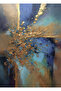 Hari̇kabi̇rev | Dark Blue-Gold Abstract Mountain Landscape Combination | Framed Glass Table 3 Pieces Vertical - 2