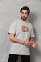 Gray Unisex Oversize Crew Neck Printed T-Shirt - 4