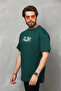 Green Unisex Oversize Crew Neck Printed T-Shirt - 4