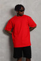 Unisex Oversize Plain Crew Neck T-Shirt - Red - 3