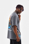 Gray Unisex Oversize Crew Neck Printed T-Shirt - 4