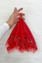Red Bride Groom Handkerchief, Halay Handkerchief, Sequin Beaded, Wedding Henna Circumcision Promise Engagement - 2