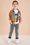 Coffee Zippered Jacket and T-Shirt Boys' 3-Piece Top and Bottom Set 19964
