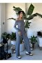 Women's Smoked Knitwear Fabric Madonna Collar Bottom-Top Set - 5