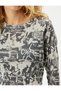 Crop Printed T-Shirt Long Sleeve Crew Neck Slim Fit Cotton - 5