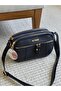 Dark Blue Women's Shoulder Bag with Multi-Pocket with Front Zipper