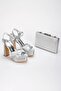 Women's Platform Evening Shoes and Bag Combination Cross Silver - 2