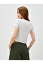 Crop T-Shirt Crew Neck Short Sleeve Ribbed - 4