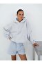 Women's Oversize Sweatshirt Hoodie Basic Gray Melange – Hooded, Kangaroo Pocket, 3 Thread Ribbed