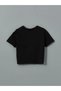Lcw Kids Black Crew Neck Girls' Crop T-Shirt 2-Piece - 8