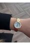 Gold Retro White Dial Round Women's Wristwatch with Snake Skin Band - 3