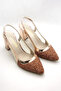 Panula Exclusive Rose Gold Stone Mesh Open Back Evening Dress Shoes - 2