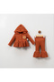 Motif Pattern Pocketed Hooded Woven Cardigan and Spanish Leg Set