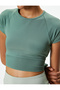 Crop Sports T-Shirt Binding Detail Crew Neck Slim Fit - 5