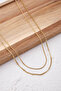 Steel 2-Piece Combination Bulk Square and Thin Italian Chain Necklace Minimal Tarnish Resistant 45+5cm Florya Necklace - 2