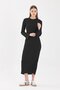 Crew Neck Standard Size Ribbed Look Fit Cut Long Dress - 5