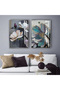Hari̇kabi̇rev | Soft Blue-Purple Flower Combination | Tempered Frame Glass Table 2 Pieces Vertical