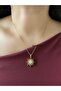 Non Tarnish Steel Fine Chain Stone Detailed Compass Necklace