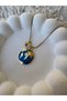 Women's Steel Necklace with Enameled World and Plate Letter with Thin Elegant Steel Chain 45+5cm - 2