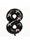 Black Number Balloon with Pink Ribbon - Black Number Pink Bow Balloon Age 8