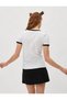 Short Sleeve T-Shirt Crew Neck Printed Cotton Stripe Detailed - 4