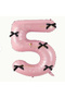 Pink Numeral Balloon with Black Ribbon - Pink Numeral Balloon with Black Bow Age 5