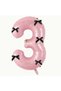 Pink Numeral Balloon with Black Ribbon - Pink Numeral Balloon with Black Bow Age 3