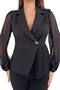 Women's Blouse with Metal Buttons Tulle Sleeves and Pleat Detail 033 - 2