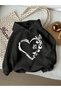 Butterfly Heart Cotton Kids Sweatshirt - Black Printed Girls and Boys Winter Hoodie