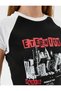 Short Sleeve Printed T-Shirt Color Blocked Crew Neck Cotton - 5
