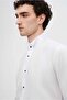 Ds Groom Slim Fit White Plain Cotton Satin Double Cuff Ankle Collar Tuxedo Shirt - 2