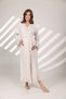 Women's Beige Flounce Special Design Short Sleeve Full Length 100% Cotton Maternity Dressing Gown Nightgown Set - 7