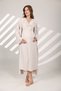 Women's Beige Flounce Special Design Short Sleeve Full Length 100% Cotton Maternity Dressing Gown Nightgown Set - 3