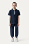 Unisex Children's Short Sleeve Navy Blue Polo Neck T-Shirt - 5