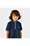 Unisex Children's Short Sleeve Navy Blue Polo Neck T-Shirt - 8