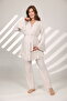 Women's Melange Flounce Design Short Sleeve 100% Cotton Maternity Dressing Gown Sleepwear Set - 2