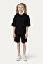 Unisex Children's Elastic Waist Black Knitted Shorts - 6