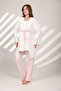 Women's Pink Ruffled Special Design Short Sleeve 100% Cotton Maternity Robe Pajama Set - 7