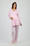 Pink Lace Dressing Gown Maternity Pajama Set Effortt - 3